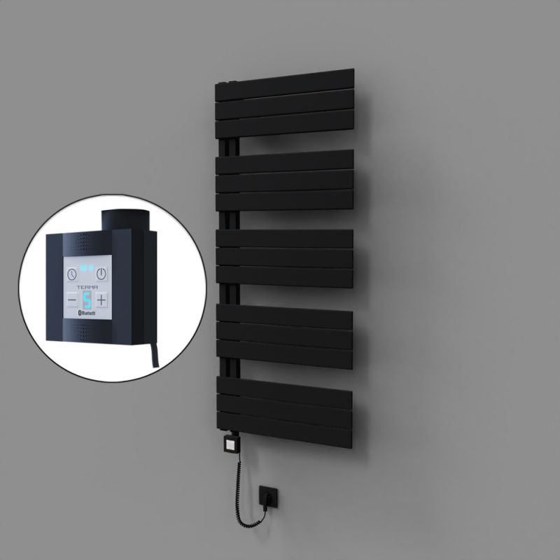 Sirius Dekoratif Elektrikli Havlupan 600x1400 Siyah (KTX4 Termostat) 1000W Spiral Kablolu - 1SIR06001400B3TEC100-K