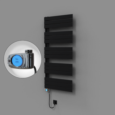 Radiva - Sirius Dekoratif Elektrikli Havlupan 600x1400 Siyah (Musa Termostat) 900W (1)