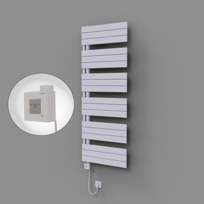 Radiva - Sirius Dekoratif Elektrikli Havlupan 600x1640 Beyaz (KTX1 Termostat) 1000W Spiral Kablolu