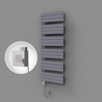 Radiva - Sirius Dekoratif Elektrikli Havlupan 600x1640 Gri (KTX1 Termostat) 1000W Spiral Kablolu (1)