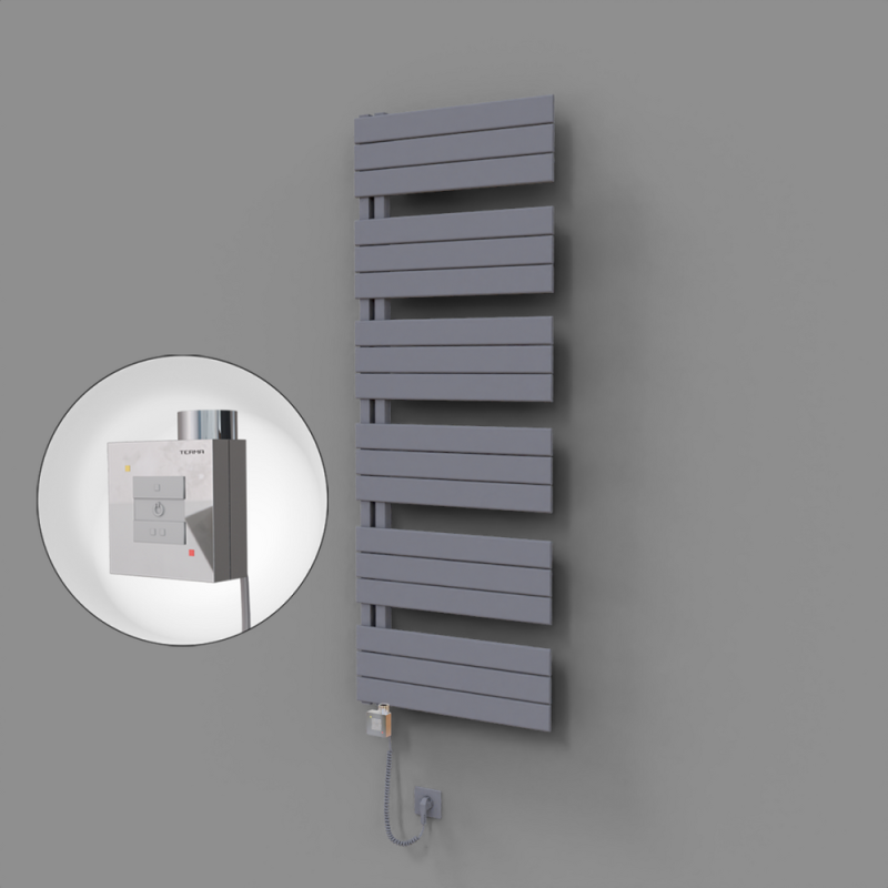 Sirius Dekoratif Elektrikli Havlupan 600x1640 Gri (KTX1 Termostat) 1000W Spiral Kablolu - 1SIR06001640B4TEB100-K