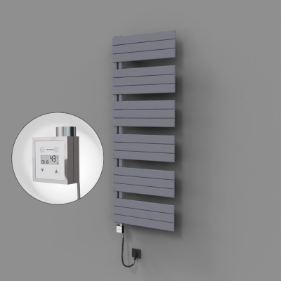 Radiva - Sirius Dekoratif Elektrikli Havlupan 600x1640 Gri (KTX3 Termostat) 1000W Spiral Kablolu