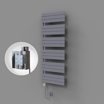 Radiva - Sirius Dekoratif Elektrikli Havlupan 600x1640 Gri (KTX4 Termostat) 1000W Spiral Kablolu