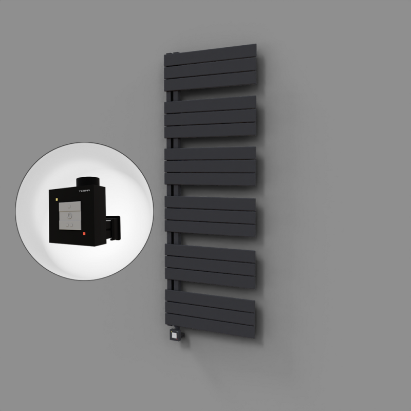 Sirius Dekoratif Elektrikli Havlupan 600x1640 Koyu Antrasit (KTX1 Termostat) 1000W - 1SIR06001640B6TEB100