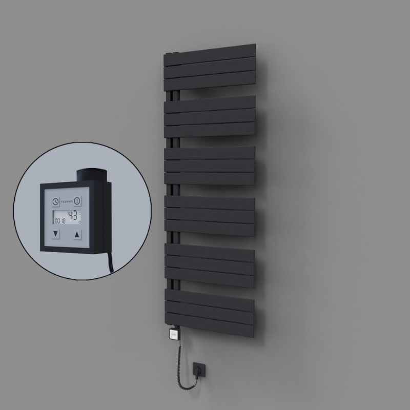 Sirius Dekoratif Elektrikli Havlupan 600x1640 Koyu Antrasit (KTX3 Termostat) 1000W Spiral Kablolu - 1SIR06001640B6TE7100-K