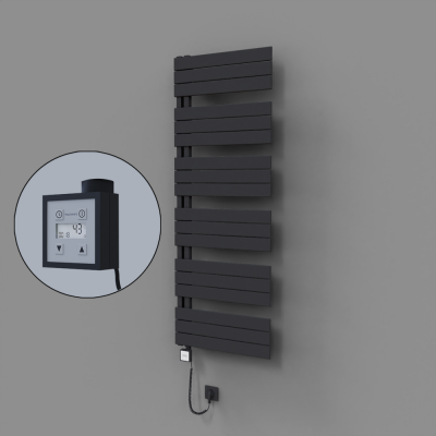 Radiva - Sirius Dekoratif Elektrikli Havlupan 600x1640 Koyu Antrasit (KTX3 Termostat) 1000W Spiral Kablolu