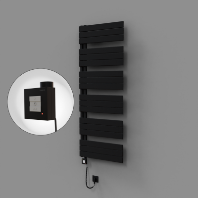 Radiva - Sirius Dekoratif Elektrikli Havlupan 600x1640 Siyah (KTX1 Termostat) 1000W Spiral Kablolu
