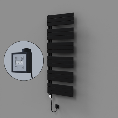 Radiva - Sirius Dekoratif Elektrikli Havlupan 600x1640 Siyah (KTX3 Termostat) 1000W Spiral Kablolu