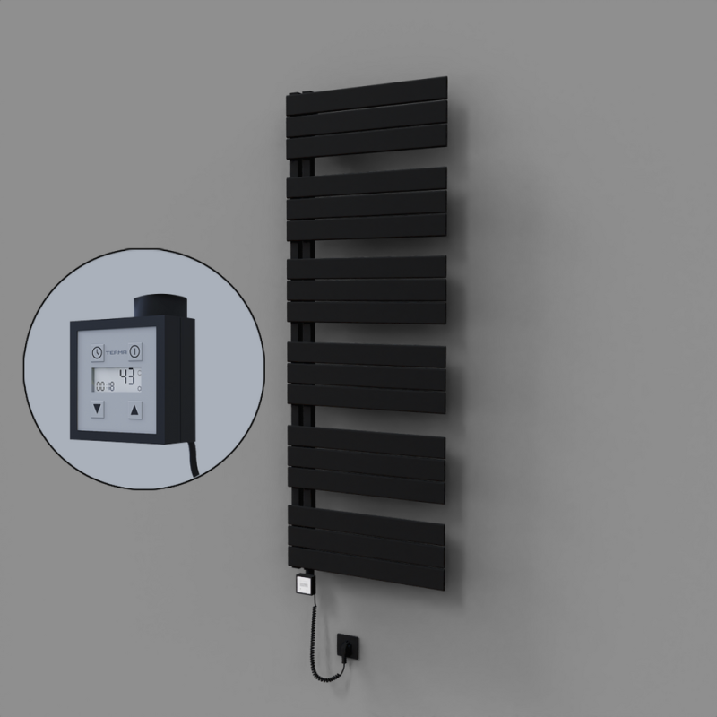 Sirius Dekoratif Elektrikli Havlupan 600x1640 Siyah (KTX3 Termostat) 1000W Spiral Kablolu - 1SIR06001640B3TE7100-K