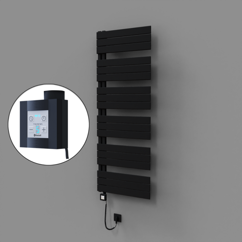 Sirius Dekoratif Elektrikli Havlupan 600x1640 Siyah (KTX4 Termostat) 1000W Spiral Kablolu - 1SIR06001640B3TEC100-K