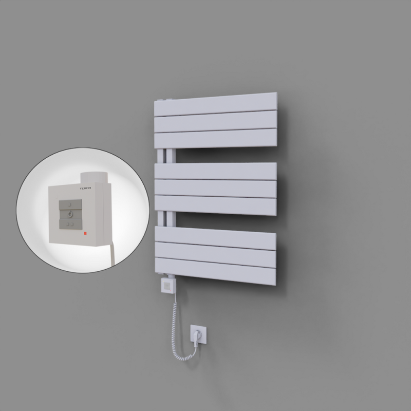 Sirius Dekoratif Elektrikli Havlupan 600x800 Beyaz (KTX1 Termostat) 600W Spiral Kablolu - 1SIR06000800B1TEB060-K