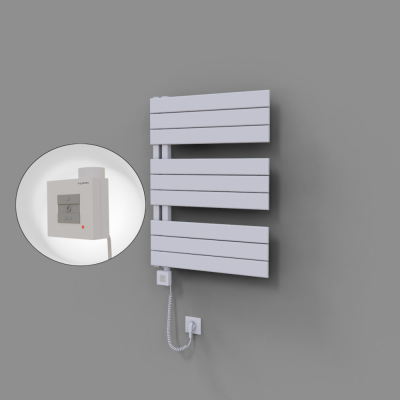 Radiva - Sirius Dekoratif Elektrikli Havlupan 600x800 Beyaz (KTX1 Termostat) 600W Spiral Kablolu