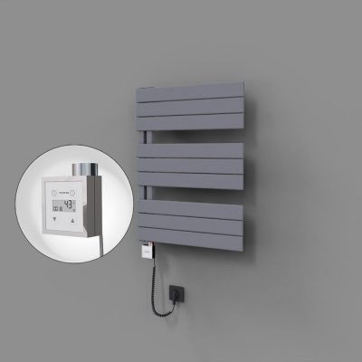 Radiva - Sirius Dekoratif Elektrikli Havlupan 600x800 Gri (KTX3 Termostat) 600W Spiral Kablolu (1)