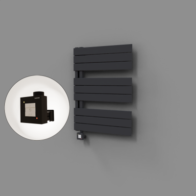 Radiva - Sirius Dekoratif Elektrikli Havlupan 600x800 Koyu Antrasit (KTX1 Termostat) 600W