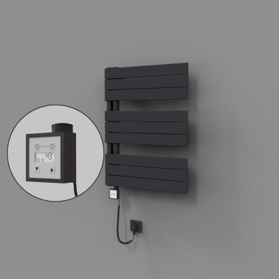 Radiva - Sirius Dekoratif Elektrikli Havlupan 600x800 Koyu Antrasit (KTX3 Termostat) 600W Spiral Kablolu (1)
