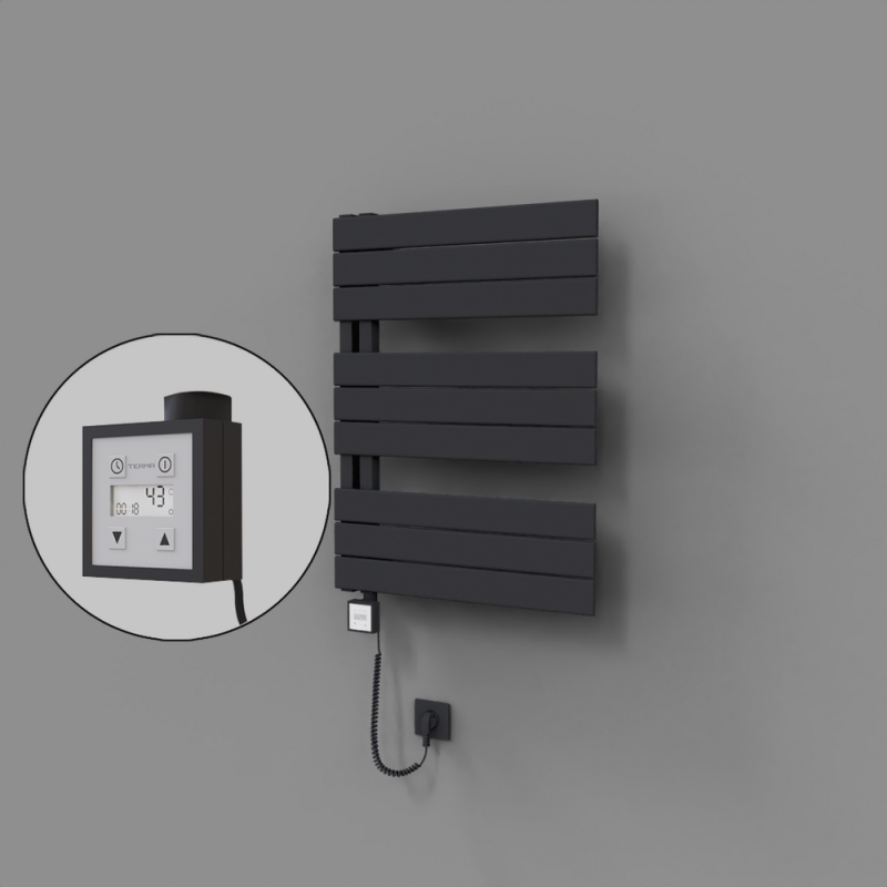 Sirius Dekoratif Elektrikli Havlupan 600x800 Koyu Antrasit (KTX3 Termostat) 600W Spiral Kablolu - 1SIR06000800B6TE7060-K