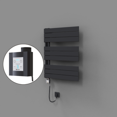 Radiva - Sirius Dekoratif Elektrikli Havlupan 600x800 Koyu Antrasit (KTX4 Termostat) 600W Spiral Kablolu - 500