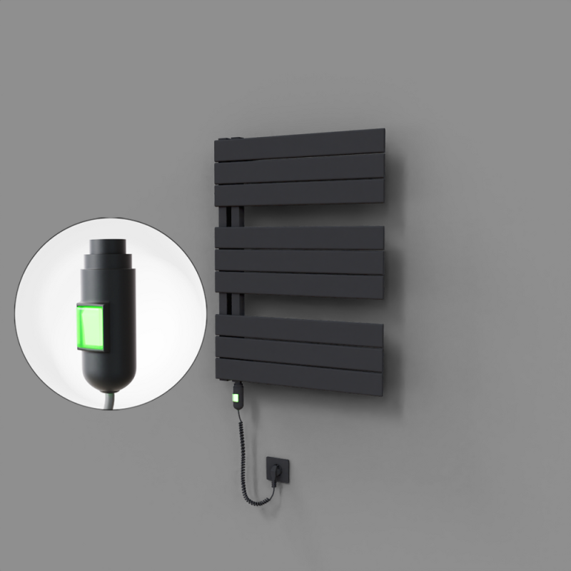 Sirius Dekoratif Elektrikli Havlupan 600x800 Koyu Antrasit (On/Off Düğmeli) 600W - 1SIR06000800B6TE1060