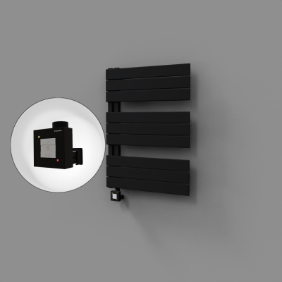 Radiva - Sirius Dekoratif Elektrikli Havlupan 600x800 Siyah (KTX1 Termostat) 600W - 500