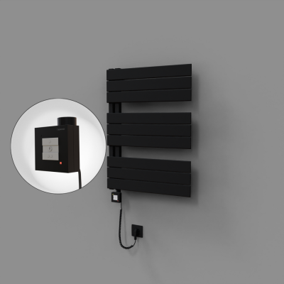 Radiva - Sirius Dekoratif Elektrikli Havlupan 600x800 Siyah (KTX1 Termostat) 600W Spiral Kablolu (1)