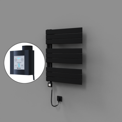 Radiva - Sirius Dekoratif Elektrikli Havlupan 600x800 Siyah (KTX4 Termostat) 600W Spiral Kablolu - 500