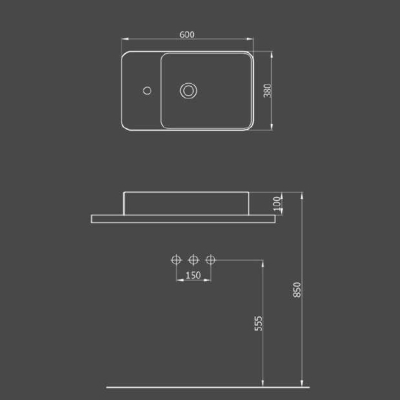 ROTENBERG - Rotenberg Lavabo Smart 60 Çanak Çap 59,5 x 38 cm
