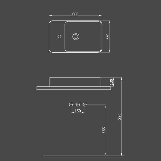 Rotenberg Lavabo Smart 60 Çanak Çap 59,5 x 38 cm - 15HYROTENBERG-1041-00