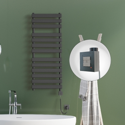 Radiva - TAHITI Elektrikli Havlupan 500x950 Antrasit Texture (KTX1 Termostat) 600W Spiral Kablolu