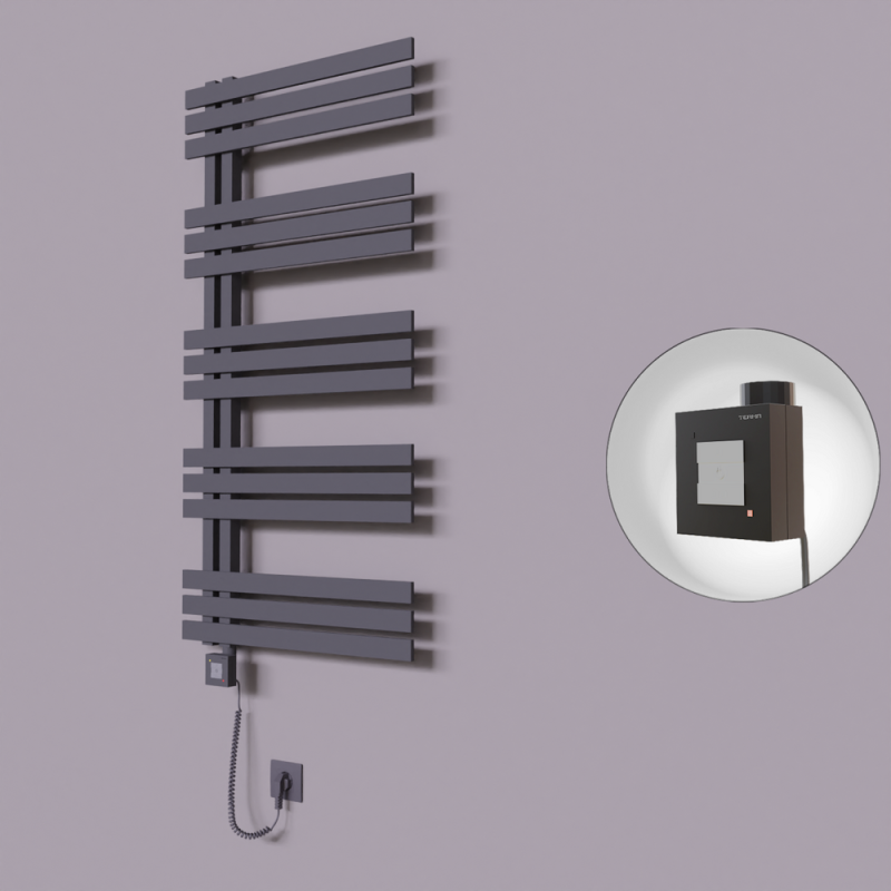 Thames Dekoratif Elektrikli Havlupan 500x1200 Koyu Antrasit (KTX1 Termostat) 600W Spiral Kablolu - 1THA05001200B6TEB060-K