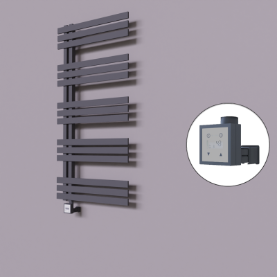 Radiva - Thames Dekoratif Elektrikli Havlupan 500x1200 Koyu Antrasit (KTX3 Termostat) 600W