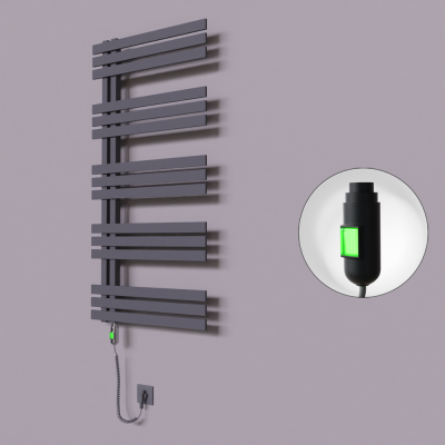 Radiva - Thames Dekoratif Elektrikli Havlupan 500x1200 Koyu Antrasit (On/Off Düğmeli) 600W