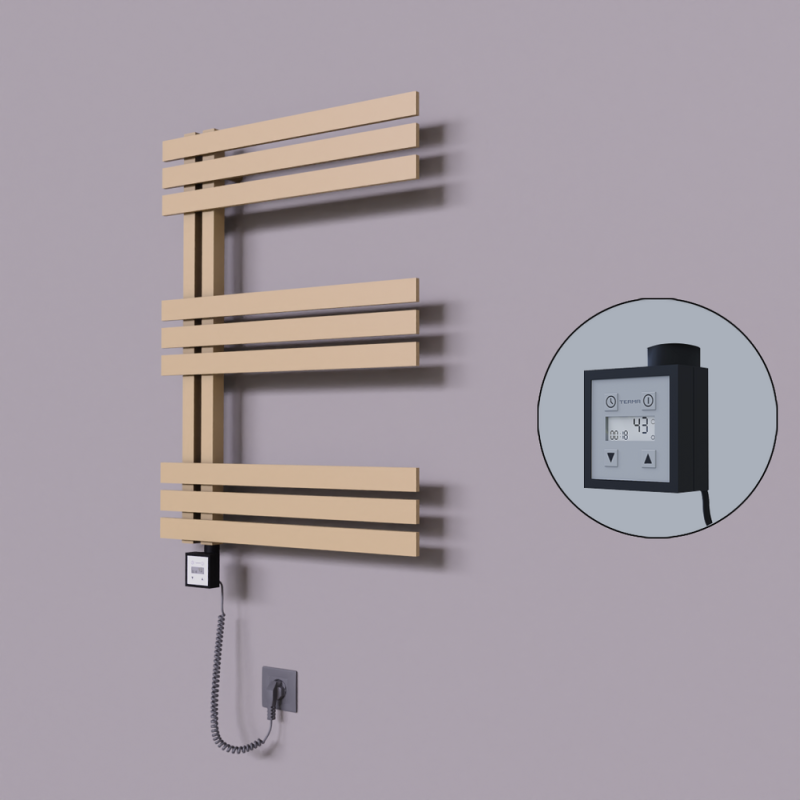 Thames Dekoratif Elektrikli Havlupan 500x800 Kapuçino (KTX3 Termostat) 300W Spiral Kablolu - 1THA05000800BKTE7030-K