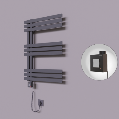 Radiva - Thames Dekoratif Elektrikli Havlupan 500x800 Koyu Antrasit (KTX1 Termostat) 300W Spiral Kablolu