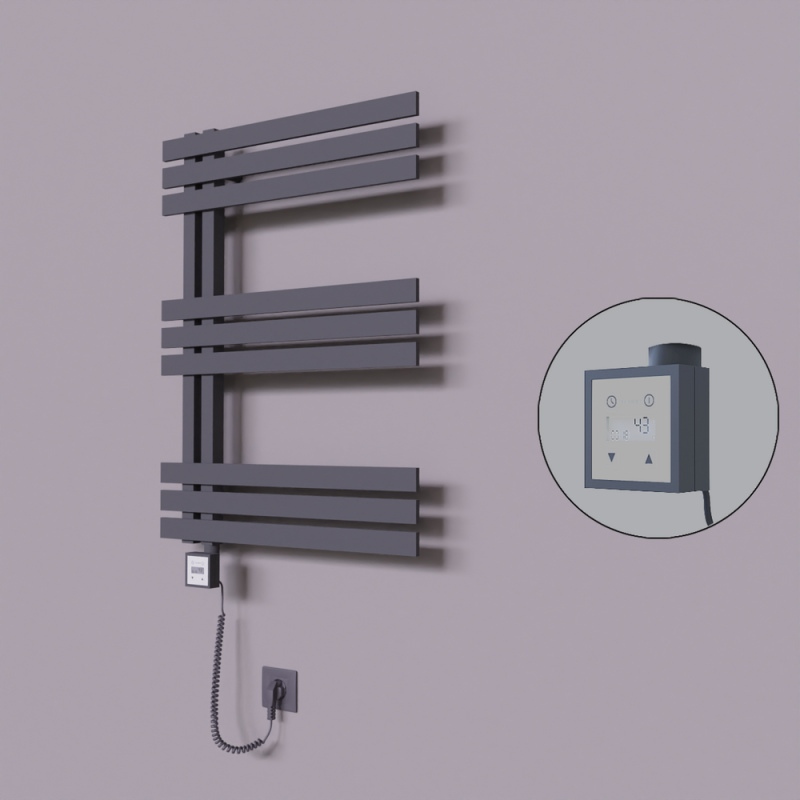 Thames Dekoratif Elektrikli Havlupan 500x800 Koyu Antrasit (KTX3 Termostat) 300W Spiral Kablolu - 1THA05000800B6TE7030-K