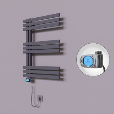 Radiva - Thames Dekoratif Elektrikli Havlupan 500x800 Koyu Antrasit (Musa Termostat) 300W