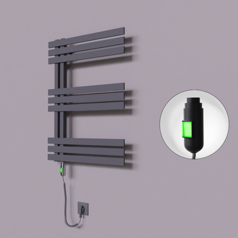 Thames Dekoratif Elektrikli Havlupan 500x800 Koyu Antrasit (On/Off Düğmeli) 300W - 1THA05000800B6TE1030