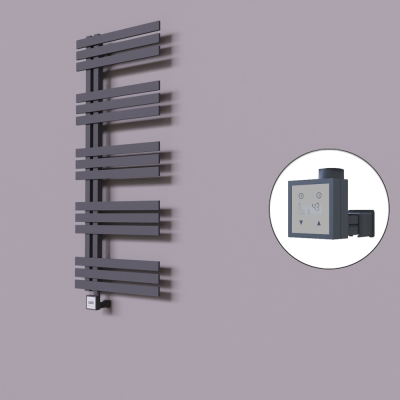 Radiva - Thames Dekoratif Elektrikli Havlupan 600x1200 Koyu Antrasit (KTX3 Termostat) 600W (1)