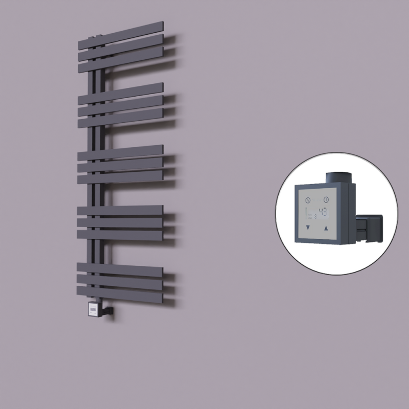 Thames Dekoratif Elektrikli Havlupan 600x1200 Koyu Antrasit (KTX3 Termostat) 600W - 1THA06001200B6TE7060