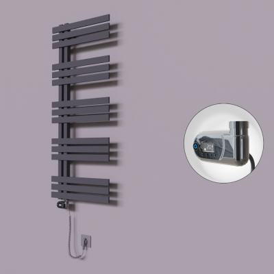Radiva - Thames Dekoratif Elektrikli Havlupan 600x1200 Koyu Antrasit (Thesis Termostat) 600W