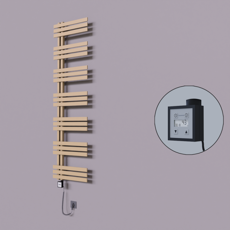 Thames Dekoratif Elektrikli Havlupan 600x1800 Kapuçino (KTX3 Termostat) 1000W Spiral Kablolu - 1THA06001800BKTE7100-K