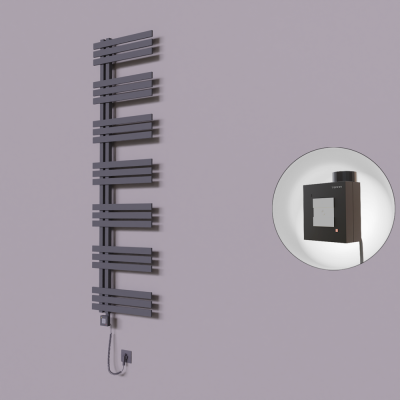 Radiva - Thames Dekoratif Elektrikli Havlupan 600x1800 Koyu Antrasit (KTX1 Termostat) 1000W Spiral Kablolu (1)