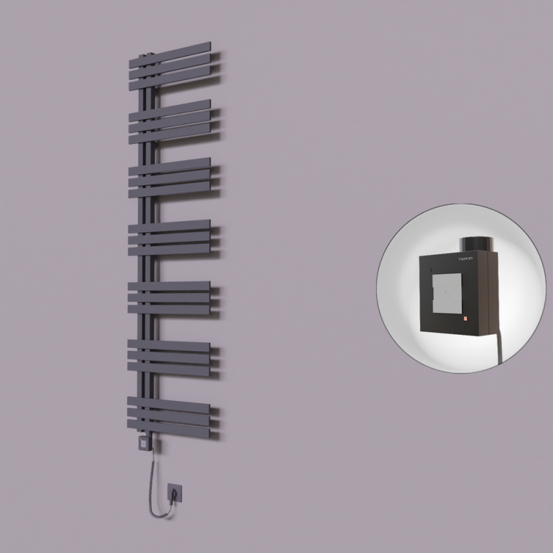 Thames Dekoratif Elektrikli Havlupan 600x1800 Koyu Antrasit (KTX1 Termostat) 1000W Spiral Kablolu - 1THA06001800B6TEB100-K
