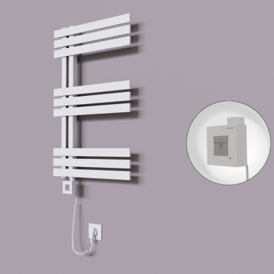 Radiva - Thames Dekoratif Elektrikli Havlupan 600x800 Beyaz (KTX1 Termostat) 300W Spiral Kablolu