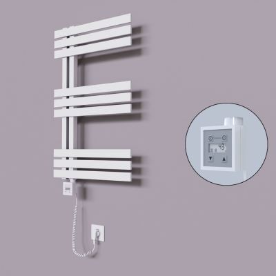 Radiva - Thames Dekoratif Elektrikli Havlupan 600x800 Beyaz (KTX3 Termostat) 300W Spiral Kablolu