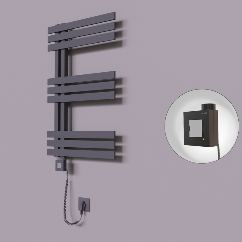 Thames Dekoratif Elektrikli Havlupan 600x800 Koyu Antrasit (KTX1 Termostat) 300W Spiral Kablolu - 1THA06000800B6TEB030-K