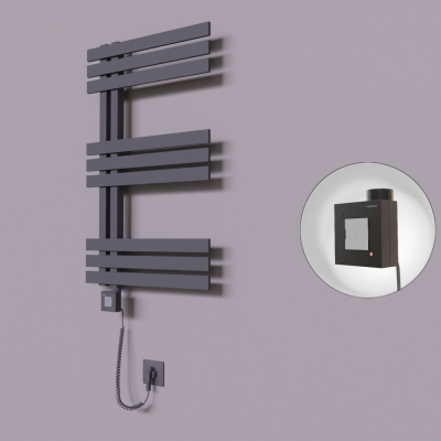 Radiva - Thames Dekoratif Elektrikli Havlupan 600x800 Koyu Antrasit (KTX1 Termostat) 300W Spiral Kablolu