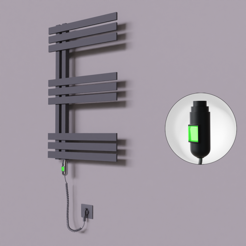 Thames Dekoratif Elektrikli Havlupan 600x800 Koyu Antrasit (On/Off Düğmeli) 300W - 1THA06000800B6TE1030