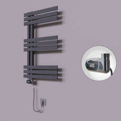 Radiva - Thames Dekoratif Elektrikli Havlupan 600x800 Koyu Antrasit (Thesis Termostat) 300W - 500