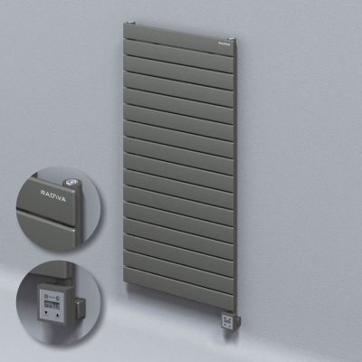 Radiva - Tip 10H Elektrikli Çelik Dekoratif Radyatör 1180x600 Antrasit (KTX3 Termostat) 1000W