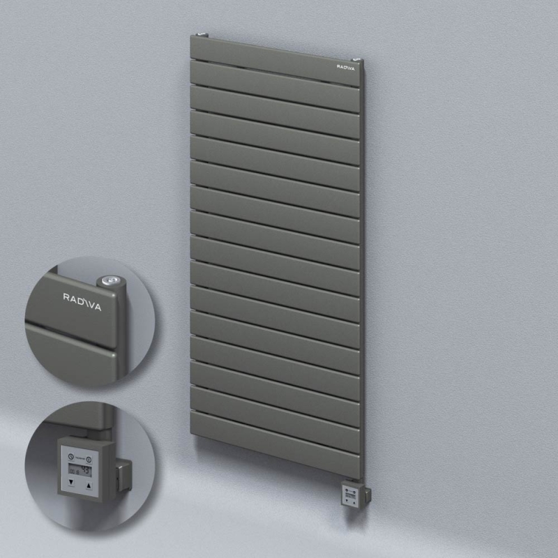 Tip 10H Elektrikli Çelik Dekoratif Radyatör 1180x600 Antrasit (KTX3 Termostat) 1000W - 210H11800600B2TE7100